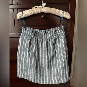 JCrew linen Striped Blue and White Skirt